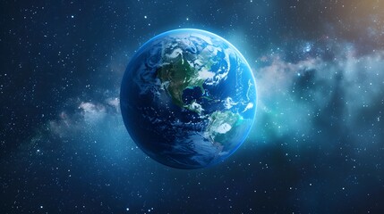 Obraz premium Earth viewed from space with vibrant colors and starry background