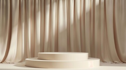 Elegant Product Staging: Beautiful Wooden Podium with Plant Decor for Professional Advertising