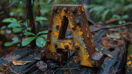 The letter A in metal style