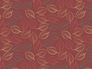 Seamless vector pattern with colorful bright fall autumn leaves. Botanical modern nature background for interior design, textile, posters, wrappers, fabric, cover, banner and invitation.