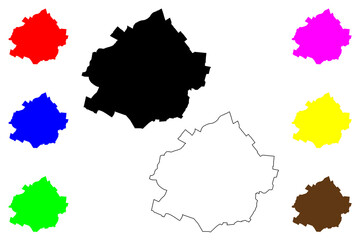 Kalisz City (Republic of Poland, Greater Poland Voivodeship) map vector illustration, scribble sketch City of Kalisz map