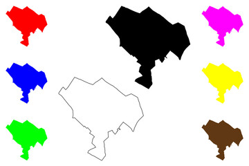 Kecskemet City (Hungary, Bacs-Kiskun County) map vector illustration, scribble sketch City of Kecskemet map