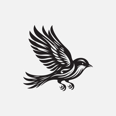 Hand-drawn bird silhouette vector illustration