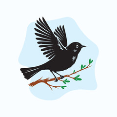 Hand-drawn bird silhouette vector illustration