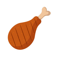 BBQ chicken leg flat vector illustration clipart