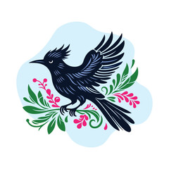 Hand-drawn bird silhouette vector illustration