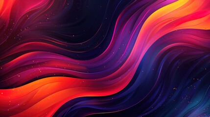 Fototapeta premium Abstract background forming colorful wavy lines flowing gently on dark background