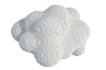 White cloud voxel. 3d rendering.	