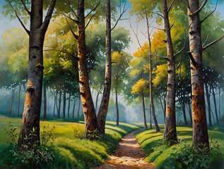 Fototapeta premium autumn landscape with trees