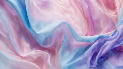 Obraz premium Close-up view of a flowing pastel silk fabric with a soft, smooth texture. The dynamic gradient colors create a visually striking design perfect for adding a touch of elegance and femininity.