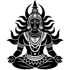 Hindu god design with Hindu symbol vector silhouette 