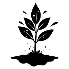 plant with mud splash vector silhouette