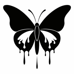 Butterfly with a dripping paint effect silhouette Vector style with white background