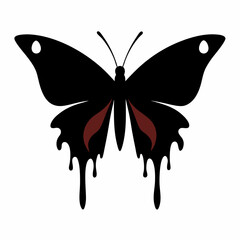 Butterfly with a dripping paint effect silhouette Vector style with white background