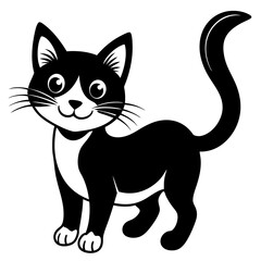 cute cat pet animal playing pose style vector silhouette 