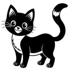 cute cat pet animal playing pose style vector silhouette 
