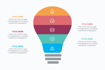 Vector idea light bulb infographic template for growth diagram, graph, presentation, chart. Business startup idea lamp concept with 5 options