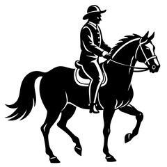 rider rides on a horse vector silhouette 
