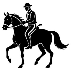 rider rides on a horse vector silhouette 