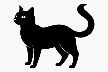 Cat black silhouette white background