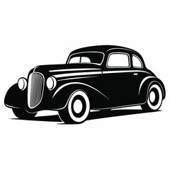 Classic retro hot rod black silhouette vector , with white background