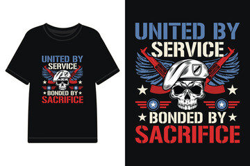 united by service bonded by sacrifice american veteran t shirt design, veteran concept vector illustrations for t shirt poster and more, veteran t shirt design