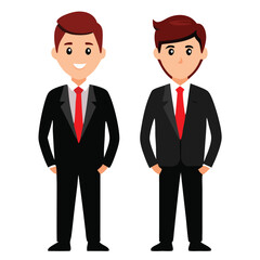 Fototapeta premium two Business man standing, vector illustration, isolated white background 