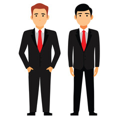 two Business man standing, vector illustration, isolated white background 