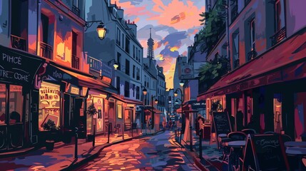 Paris Eiffel Tower and Champ de Mars in Paris, France. Eiffel Tower is one of the most iconic landmarks in Paris. The Champ de Mars is a large public park in Paris