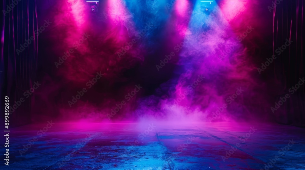 Poster vibrant stage lighting for performance show generative ai