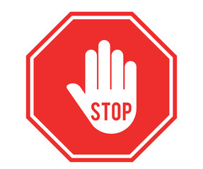 Red Stop Sign Vector Illustration Isolated on White Background