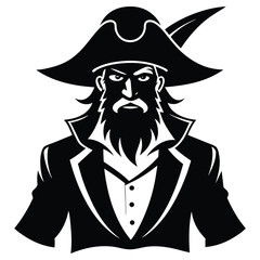 A silhouette of a pirate  silhouette vector illustration on white background