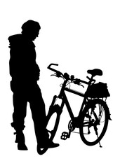 Sport people whit bike on white background