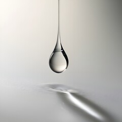 A single water droplet on a white surface. generative ai