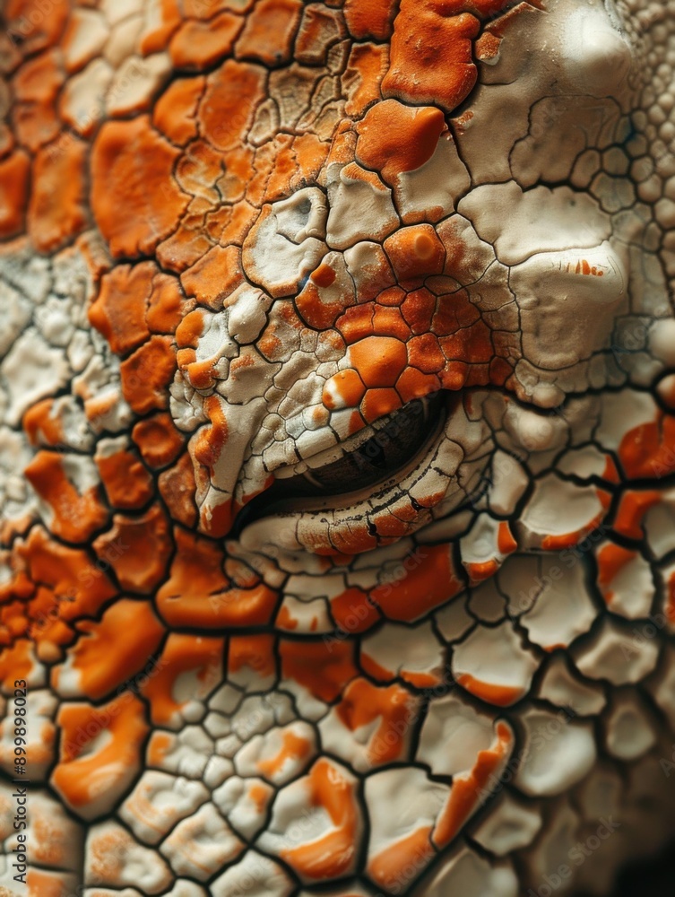Poster a close-up of a textured surface with orange and white patterns. ai.