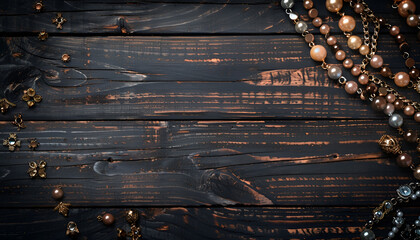 Naklejka premium repair costume jewelry, dark wood background
