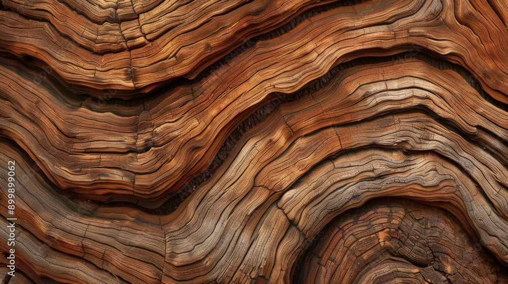 Poster close-up of the intricate grain patterns of a weathered tree trunk