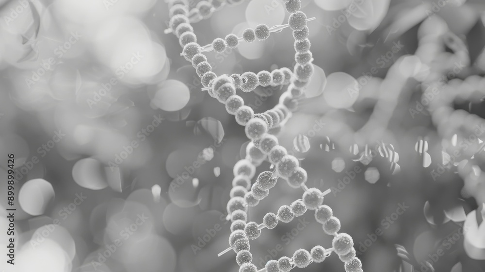 Poster a close-up view of a double helix. ai.
