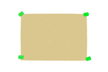 A sheet of advertising brown paper with green mounting prices. On isolated transparent background.