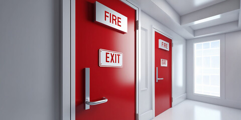 Red Emergency Door in Building Interior