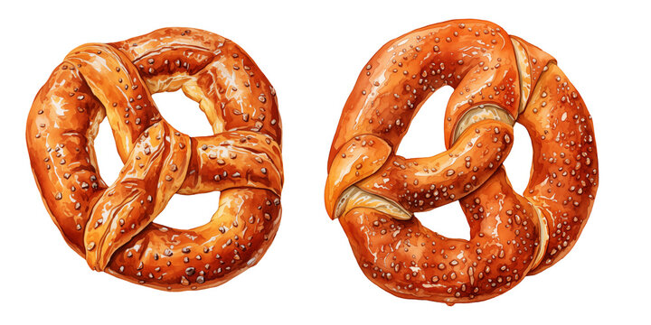recommend clip art:  set of two bread pretzels clipart watercolor illustration on transparent background