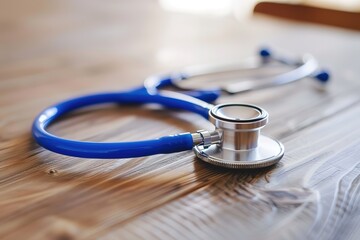 Close-Up of Stethoscope on Wooden Table