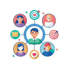 Vector targeted segmentation and personalization flat minimalistic illustration