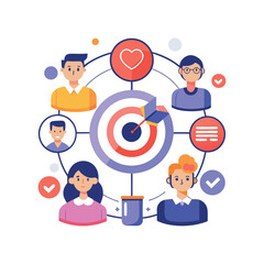 Vector targeted segmentation and personalization flat minimalistic illustration