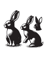 rabbit vector art,graphics rabbits icons set,vintage illustration rabbit clipart,vector rabbits flat style artwork design