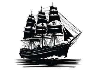 Ship silhouette illustration Black and White