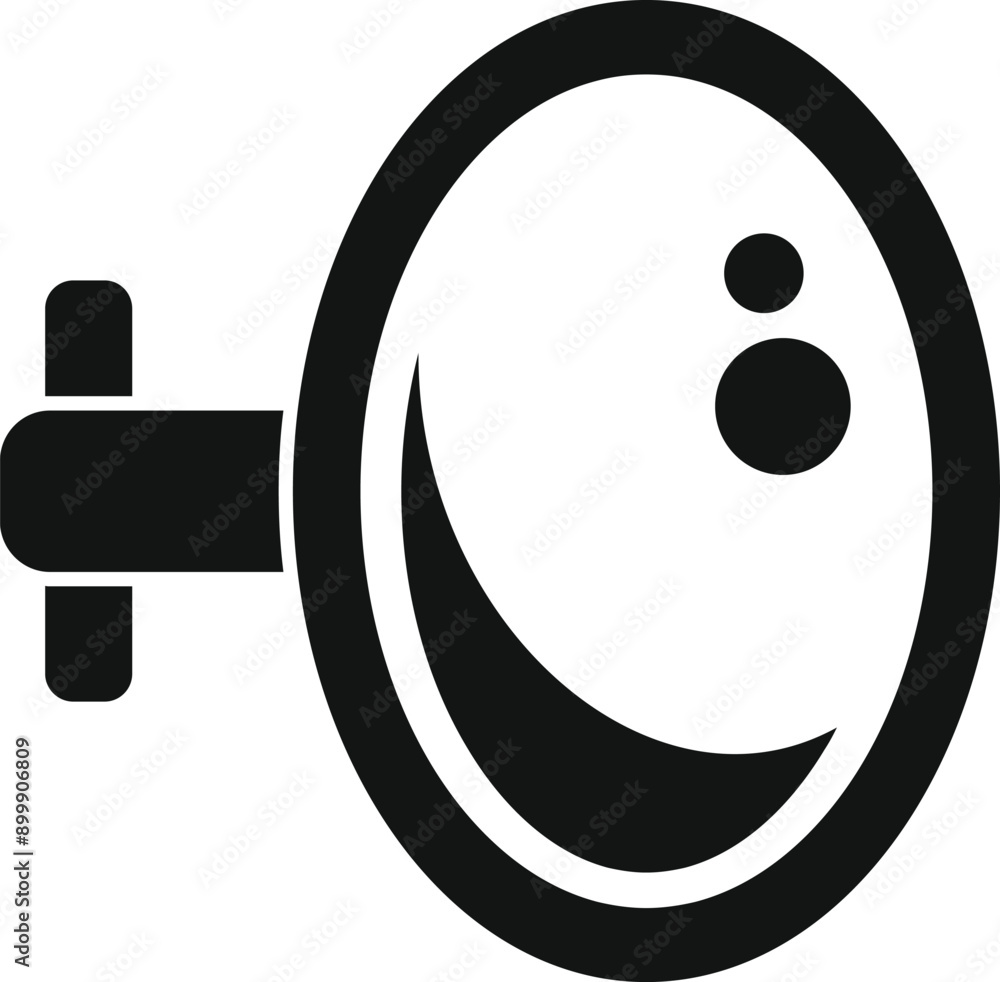 Aufkleber black and white simple icon of a round security convex mirror used for surveillance monitoring