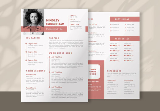 Red And Beige Professional CV Simple Resume Template