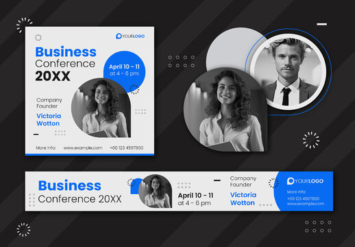 Black and Blue Modern Business Conference Social Media Template