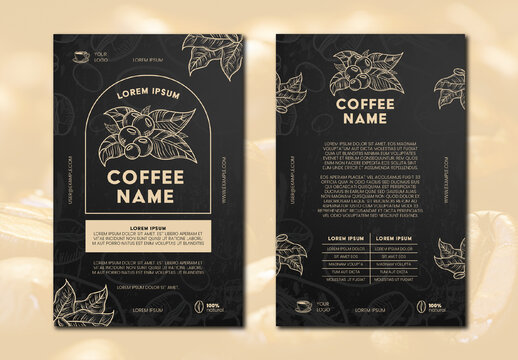 Black and Gold Elegant Coffee Packaging Label Template
